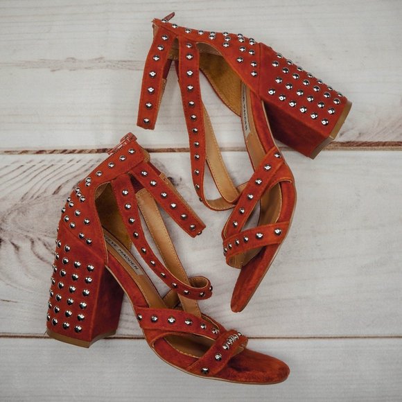 STEVE MADDEN Block Heel Studded Sandal - Picture 2 of 7